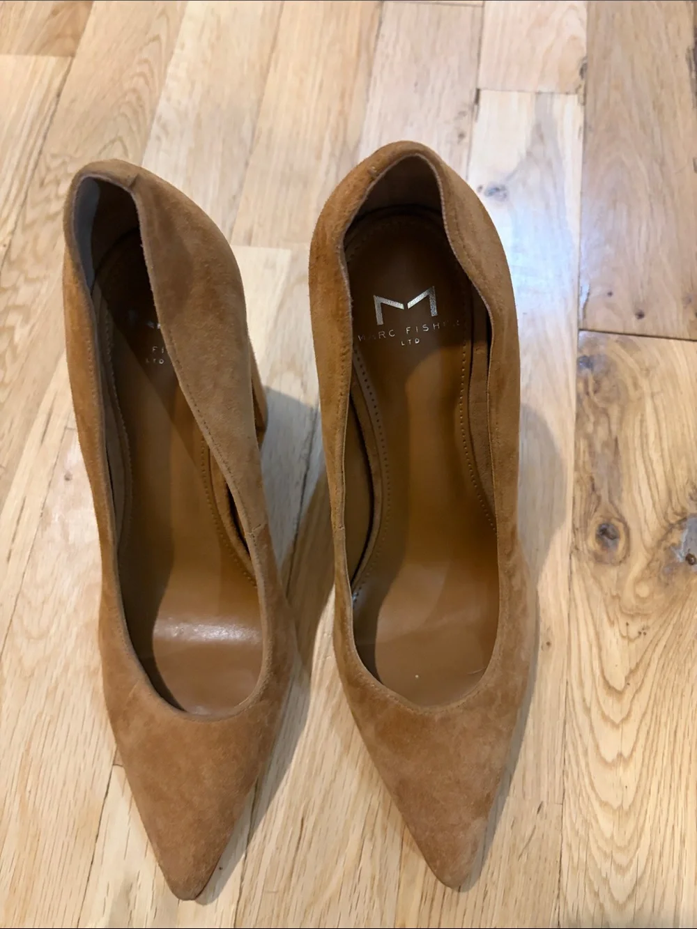 Marc Fisher Camel Tan Suede Pointed Toe Pumps